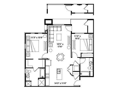 Alvera at the Meadows Apartments in American Fork, Utah Two Bedroom Floor Plan